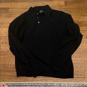 Men's Black Broos Brothers 346 size large sweater with 3 button collar